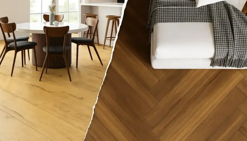 Jasne panele laminowane w jadalni i ciemne panele winylowe w sypialni – wybierz styl dla swojego domu.